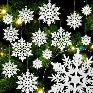 lot 31401 image: 36pcs Velvet Christmas Snowflake Ornaments Hanging Felt Flocked Snow Flakes for Christmas Tree Decorations Winter Wonderland Frozen Birthday Party Holiday Home Decor Craft Snowflakes White - Retail $9