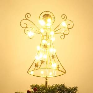 lot 31406 image: hogardeck Christmas Tree Topper, Glittered Gold Angel Tree Topper for Christmas Treetop, 30 LED Timer Sparkling Tree Toppers for Christmas Tree Decorations - Retail $19