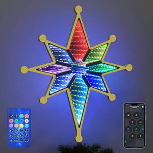 lot 31421 image: MEETYAMOR Christmas Tree Topper, 10 Inches 200 LEDs Lighted White Snowflake Star Tree Topper, 3D Infinity Mirror Snow White Lights Sparkling Treetop Christmas Decorations, Winter Xmas Decor Indoor