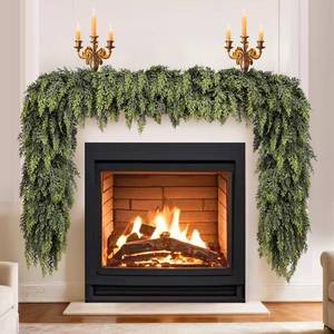 lot 19495 image: ATZXVIM Christmas Cedar Garlands Soft Thick Lush Faux Artificial Real Touch Feel Evergreen Cypress Norfolk Pine Greenery Mantle Fireplace Indoor Outdoor Holiday Festival Party Home Decoration 6 Ft - Retail $32