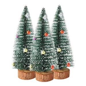 lot 19501 image: WYI 3 PCS Mini Sisal Snow Frost Christmas Trees 10 Inch Bottle Brush Trees with Wood Base and Ball Ornament Small Tabletop Christmas Trees for Xmas Holiday Party Home Decor, Green(H255J8M2017UKCCHJK)