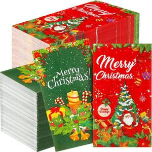 lot 25288 image: Cholemy 100 Pcs Christmas Napkins Paper 3 Ply Red Green Disposable Paper Hand Towel Christmas Guest Towels Hand Napkins Towels for Xmas Bathroom Kitchen Room Party Supplies 3.9 x 7.9 Inch - Retail $13