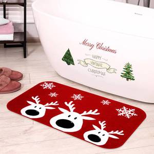 lot 25290 image: Tinideya Christmas Bathroom Rug 20x 32 Xmas Bath Mat Red Xmas Bathroom Decor Reindeer Tree Snowflake Bath Mat Non Slip Absorbent Microfiber Washable Soft Holiday Shower Rug(Reindeer) - Retail $18