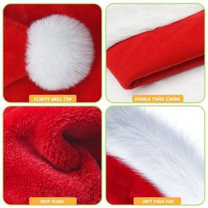 lot 25297 image: TCJJ Santa Hat for Adult, Christmas Hats Unisex Holiday Red Velvet Double Layer Comfort Xmas Hat for New Year Festive Party - Retail $10