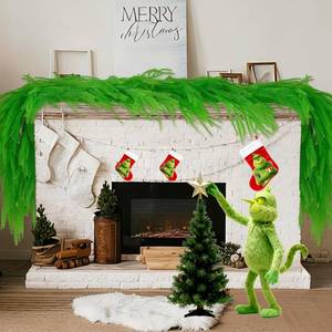 lot 25298 image: 12FT 2  6FT Artificial Norfolk Pine Garland, 2025 Lime Green Christmas Garland Realistic Touch for Mantel Table Fireplace Staircase Door Indoor Outdoor Christmas Decorations