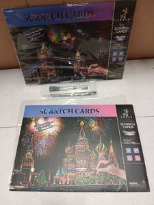 lot 27781 image: Scratch Art Landmark Fireworks City and Beauty City 4 Cards Each with Tools