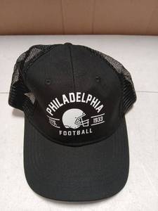 lot 27798 image: Philadelphia Football Black Trucker Hat with Mesh Back - Retail $15