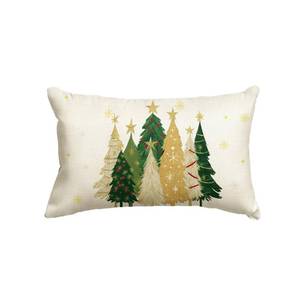 lot 27807 image: AVOIN colorlife Christmas Trees Star White Throw Pillow Cover, 12 x 20 Inch Snowflake Seasonal Winter Holiday Cushion Case Decoration for Sofa Couch - Retail $5