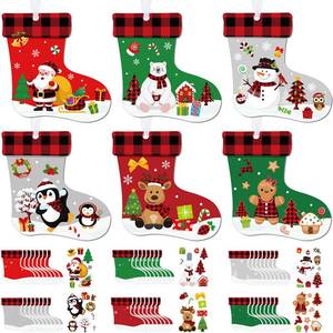 lot 27813 image: Fuyoooo Christmas Craft Kits for Kids Xmas Stocking Christmas Tree Stockings Ornaments Kit Make Your Own Xmas Craft DIY Stockings Cutouts for Holiday Farmhouse Decor(48pcs) - Retail $16