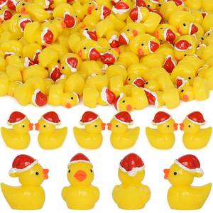 lot 27814 image: Yuronam 70 Pcs Tiny Christmas Ducks Mini Resin Ducks Miniature Ornaments for Slime, Dollhouse, Garden Decoration(Christmas Hat Yellow Duck) - Retail $10