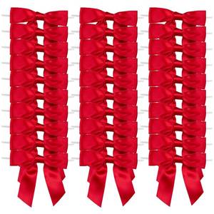 lot 27815 image: 7Rainbows 30pcs Boutique 2.5 Red Satin Ribbon Twist Tie Bows for Tying Up Packages Gift Wrapping - Retail $7