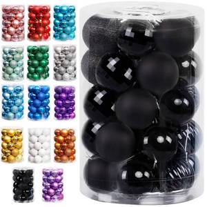 lot 27817 image: Lulu Home Christmas Ball Ornaments, 34 Ct 1.57 Pre-Strung Hanging Ornament Decorations, Xmas Shatterproof Plastic Balls for Holiday Party Wreath Garlands Trees, Golden