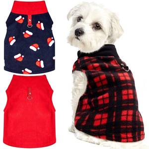 lot 27821 image: 3 Pieces Christmas Small Dog Sweater Pet Clothes with Leash Ring Soft Fleece Pullover Puppy Warm Sweaters Santa Hat Pattern Vest Xmas Red Plaid Winter Clothes for Cats (X-Small) - Retail $12