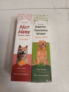 lot 31427 image: Petstoral Dog Training Spray Set - Citrus and Mint Flavors - Retail $15