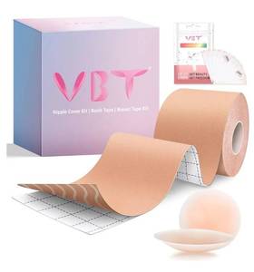lot 31434 image: VBT Boob Tape - Breast Lift Tape, Body Tape for Breast Lift w 2 Pcs Silicone Breast Reusable Adhesive Bra, Bob Tape for Large Breasts A-G Cup, Nude - Retail $20