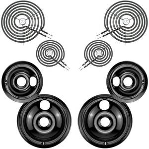 lot 1643 image: Electric Stove Burner Drip Pans WB31M19(8in) WB31M20(6in) and Electric Stove Top Burner WB30M1(6in) WB30M2(8in) Compatible for G-E Hot-point Ken-more General Electric Stove Parts by MIFLUS