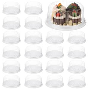 lot 1648 image: 24 Pieces 8 Inch Disposable Cake Containers with Lids Plastic Serving Tray Clear Platters with Clear Lids Round Disposable Cake Holder for Storing Party Takeout Food Catering Display (White)