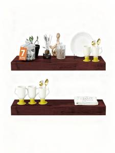 lot 1650 image: Sniffury Solid Wood Floating Shelves,15in Finished Real Wood Wall Shelves with Heavy-Duty Hidden Bracket, Easy Installation, Set of 2, 15in x 7.1in x 1.5in, for Living Room Bedroom Kitchen,Walnut