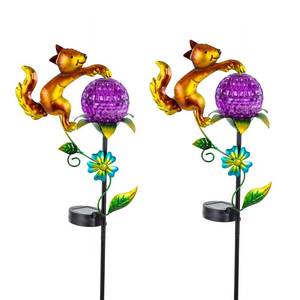 lot 1655 image: Viterlight 2 Pack Solar Pathway Lights Outdoor, Squirrel Solar Garden Lights, Waterproof Colorful Global Landscape Lighting, Decorative Garden Decor Gifts for Mom, Women
