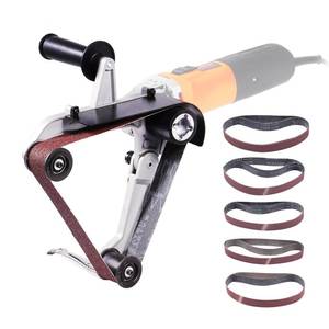 lot 1671 image: VEVOR Belt Sander Adapter for Angle Grinder, US 58-11 Thread Pipe Tube Sanding Attachment with 10PCS Sanding Belts (60120240400600 Grits) for Metalworking, Rust Removal