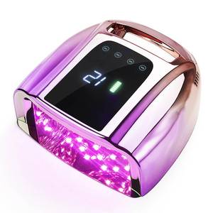 lot 1680 image: Professional Rechargeable UV LED 96W Portable UV Light for Nail Lamp Machine with Removable Stainless Steel Bottom,4 Timer Setting and Smart Sensor Nail Dryer (Purple)