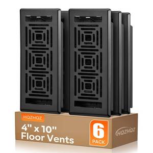 lot 1694 image: Floor Register 4x10, Heavy Duty Walkable Steel Floor Vent Covers, Easy Adjust Air Flow Direction Floor Registers, Black Floor Vents, Boston Design Air Vents for Home