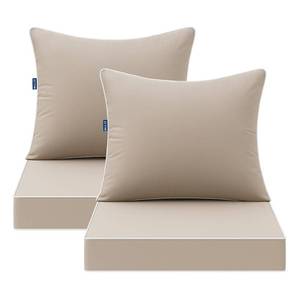 lot 1700 image: MIULEE Beige Outdoor Seat Cushion 24x24 Inch Set of 2 Waterproof and 3 Year Fade Resistant Deep Seat and Back Cushion for Patio Furniture Chair Sofa Couch with Handle and Adjustable Straps