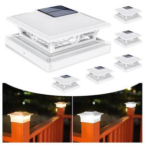lot 1703 image: VOLISUN Solar Post Cap Lights 6 - Pack Outdoor Deck Post Cap Lights White for Dock Fence Waterproof 2 Color Modes,4x46x6 WoodenVinyl Posts