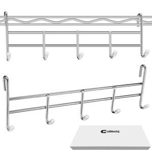 lot 2099 image: CroBlissful 2 Pcs 5 Hook Attachment for Wire Shelving 1.5 x 12 x 4 Inch Hanging Hooks Rack Wire Chrome Plated Steel Shelf Accessories Metal Hook Bars for Storage Display Organizer (Chrome)