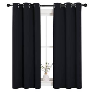 lot 2102 image: NICETOWN Blackout Draperies Window Curtain Panels, AutumnWinter Thermal Insulated Solid Grommet Blackout CurtainsDrapes for Cafe (Set of 2, 34 inches by 54 inches, Black)