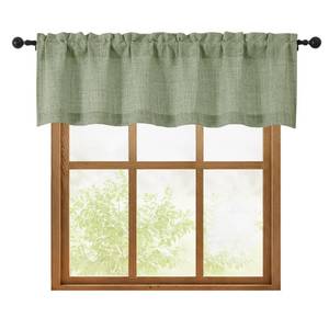 lot 2107 image: OWENIE Sage Green Valances for Windows 1 Pcs, Light Filtering Textured Farmhouse Short Small Valance Curtains for Bathroom Basement Bedroom, Rod Pocket Half Curtains Over Sink, 60Wx14L Inch