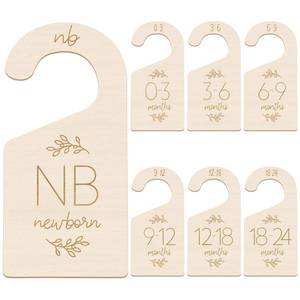 lot 2139 image: 7 Pcs Wooden Baby Closet Dividers, Double-Sided Baby Clothes Size Hanger Organizer from Newborn to 24 Months, Nursery Closet Dividers for Girls and Boys Room Nursery Decor