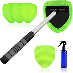 lot 2154 image: XINDELL Windshield Cleaner Tool � Car Interior Window Cleaning Kit with Extendable Handle and 4 Microfiber Pads, Auto Wiper Inside Windshield Brush for Car and Home Windows