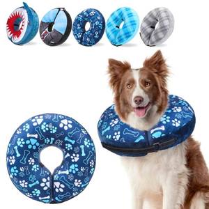lot 2188 image: SCENEREAL Dog Cone Alternative After Surgery Donut Collar, Soft Pet Recovery Pillow Collar for Medium Large Dogs, Inflatable Adjustable Neck Collars to Prevent Licking, Bone and Paw Print E-Collars