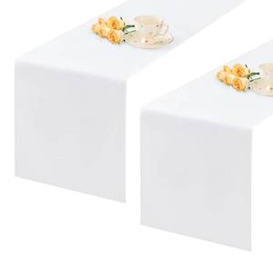 lot 2190 image: 2 Pack White Table Runner 12 x 60 Inch Solid Color Farmhouse Runners Coffee Table Dresser for Daily Party Home Decoration