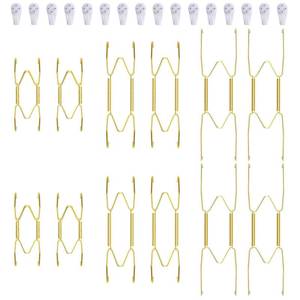 lot 2194 image: Fasunry 12 Piece Plate Hangers, 468 Inch Invisible Brass Wall Plate Hangers, Comes with 16 Piece Wall Hooks for Decorative Plates