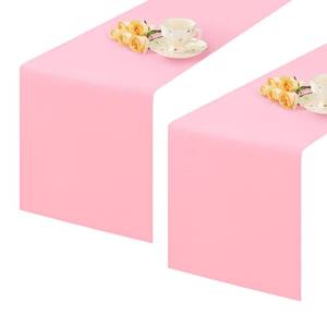 lot 2208 image: 2 Pack Pink Table Runner 12 x 72 Inch Solid Color Farmhouse Runners Coffee Table Dresser for Daily Party Home Decoration