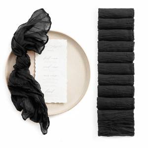 lot 2259 image: Lingfts Moment Luxury Cloth Wedding Napkins - 19x19 Inch Reusable Cheesecloth Linen Napkins for Wedding Reception, Bridal Shower, Dinner Table - Washable, Durable (Set of 10), Black