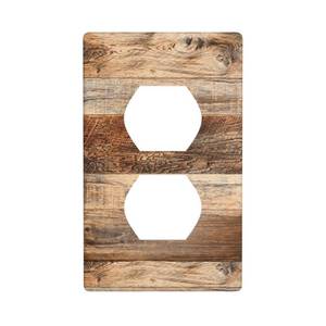 lot 4005 image: Brown Wood Print Outlet Cover 1 Gang Single Duplex Receptacle Covers Rustic Farmhouse Decorative Wall Plates for Electrical Outlets, 4.50 x 2.76 Inch