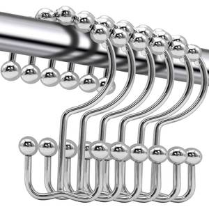 lot 4013 image: Shower Curtain Hooks,12 Pcs Rustproof Metal Shower Curtain Rings,Free Sliding Double Shower Hooks for Shower Curtain and Liners,Shower Curtain Hangers for Bathroom Shower Curtain Rods Curtains (Silver)
