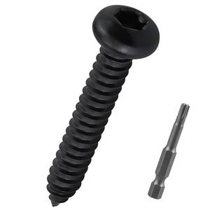 lot 4015 image: #12 x 1 (50 Pack) Torx Pan Head Sheet Metal Screws Black, Stainless Steel 304 (18-8), Rounded Head Self Tapping Screws for Wood and Metal, Includes Bit
