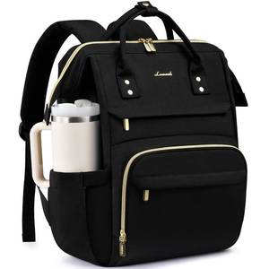 lot 4017 image: LOVEVOOK Laptop Backpack for Women with Giant Tumbler Holder Pocket,17 inch Waterproof Travel Backpack Purse Computer Laptop Bag,Professional Work College Nurse Teacher Backpack Casual Daypack,Black