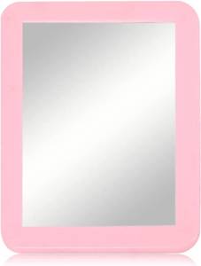lot 4024 image: MIHAGUTY Magnetic Locker Mirror,5in x 7in Small Mirrors for Locker with Magnetic Backing,Real Glass Mirrors for School Locker, Bathroom, Household Refrigerator, Locker Accessory, Office, Home (Pink)