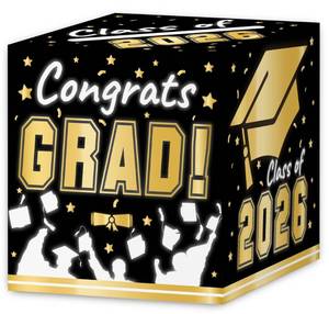 lot 4026 image: Vellumii Graduation Decorations 2026 Grad Card Box for Gift Graduation Party Favors Decor Party Supplies Black Gold