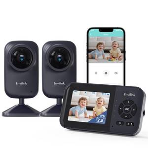 lot 4035 image: Envilink Video Baby Monitor with 2 Cameras, App Connectivity, 1200ft Range, Vox Mode, 2-Way Talk, Night Vision, Temperature Detection, Lullabies, Sound Detection, 2.8in IPS Screen