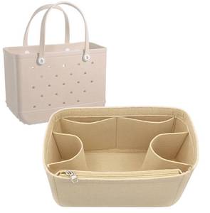 lot 4051 image: Lckaey Rubber Beach Bag Organizer Compatible with Bo Bag Tote,Divider Pouch for Bo Bags Accessories Felt Insert3018khaki-L