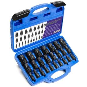 lot 4060 image: LLNDEI Screw Extractor Set Hex Head Multi-Spline Easy Out Bolt Extractor Set, EZ Out Rounded Screw Remover, 18 Inch to 78 Inch in 132-Inch Increments, CR-MO, 25 Pieces, Stripped Fastener Tool
