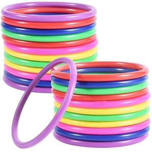 lot 4082 image: OBTANIM 24 Pcs Plastic 3 Inch Ring Toss Game for Kids and Outdoor Toss Rings for Speed and Agility Practice Game, Random Colors