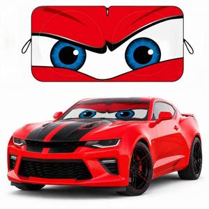 lot 4085 image: Car Windshield Sun Shade, Red Angry Eyes Sun Visor for Car Windshield Universal Fits Sedan SUV Hatchback Compact Car - 59 x 27.5
