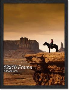lot 4089 image: A PLUS MAX 12x16 Picture Frame, Black Engineered Wood Frame for 12 x 16 Inch Picture Poster Photo, Light Weight 12 by 16 Frame with Wood-grain for Wall - 1 PackBlack12 x16